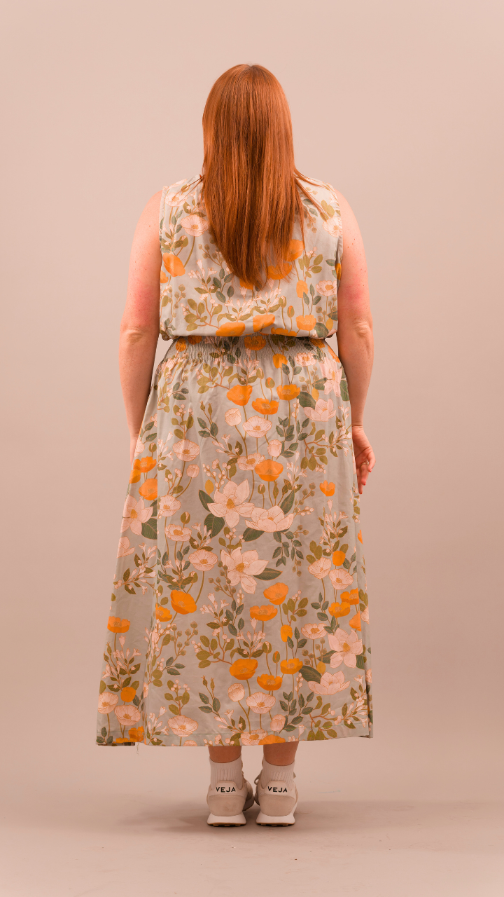 Juno Dress - Green Poppies