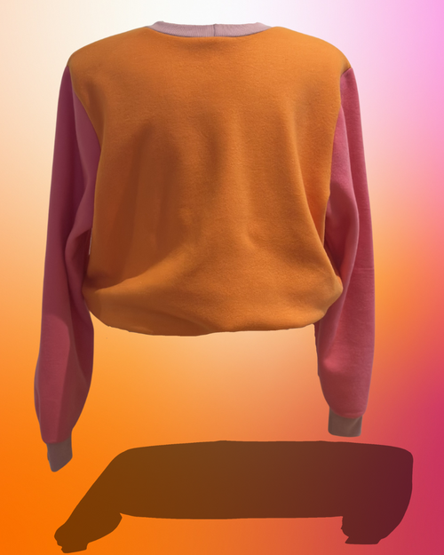 Ebony Bolts Flumper fleece jumper in pink and orange, alternate view